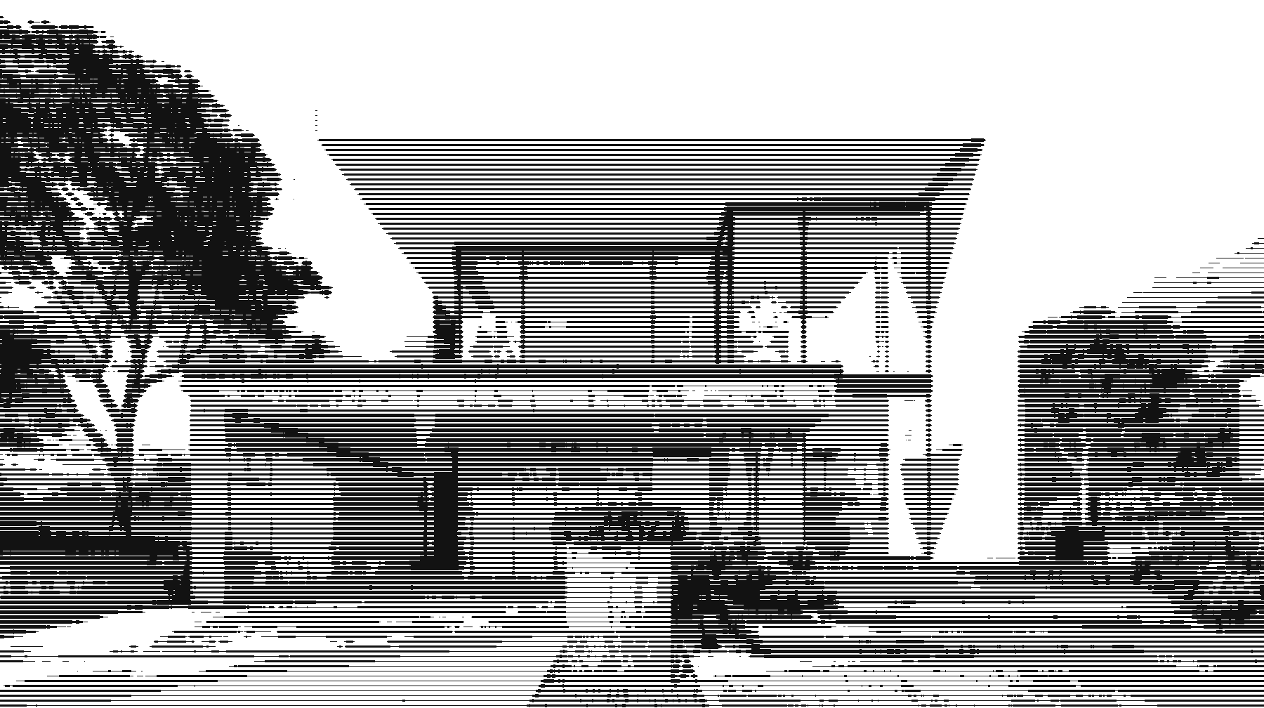 Line-art rendering of a modern home